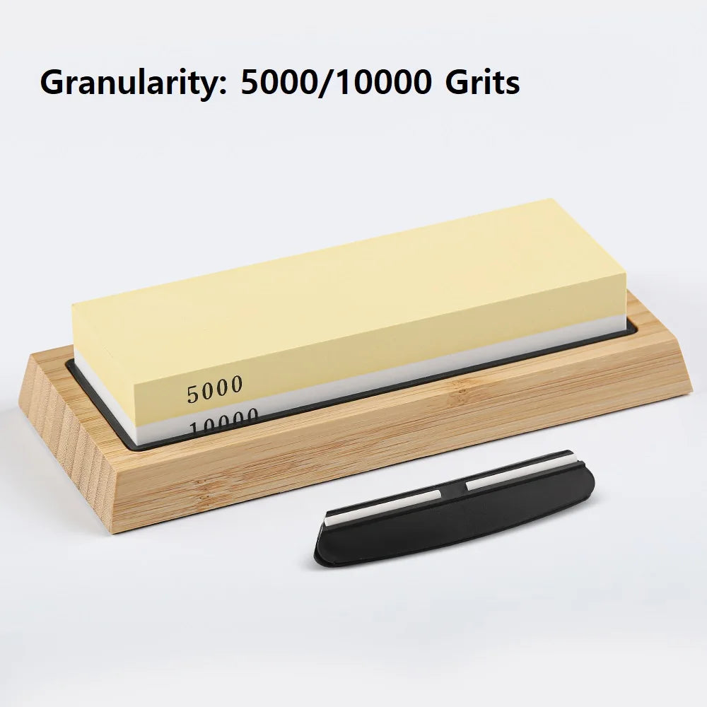 TURWHO Double-Sided Whetstone Set – Grit 240–10000 Whetstone Sharpener Qst 5000 10000 bamboo L