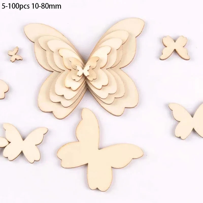 Butterfly Wood Slices DIY Craft Charms & Pendants | 10–80mm Wood Craft Charms Qme
