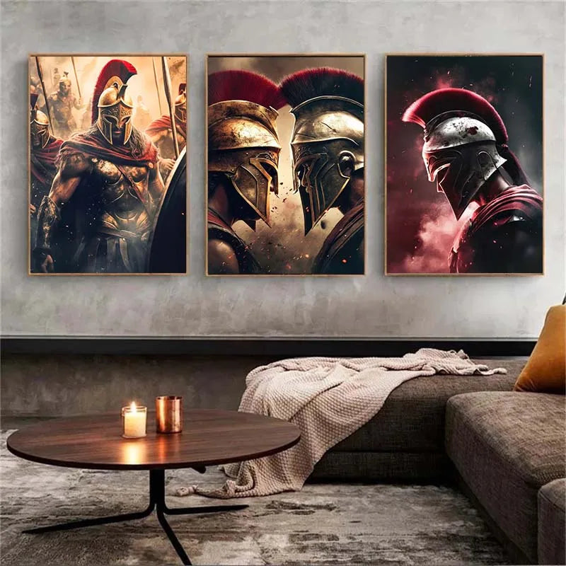 Spartan Warrior Helmet Canvas Wall Art Print | Home Decor Canvas Wall Art Qst