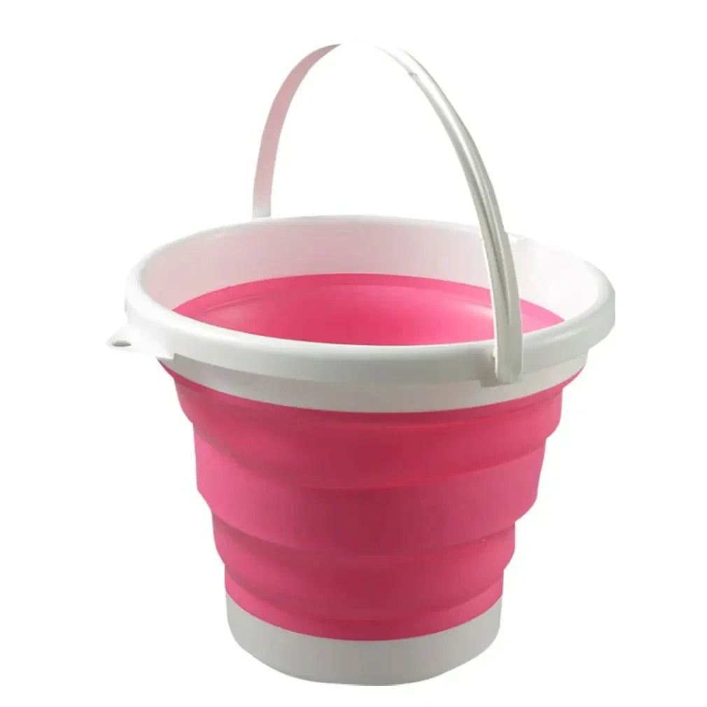 Collapsible Folding Bucket 10L – Portable for Camping & Car Wash Collapsible Bucket Qme pink