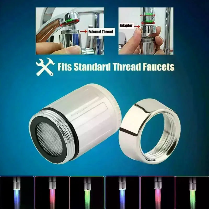 3-Color LED Temperature-Sensitive Faucet Light & Water Saver LED Faucet Aerator Qme