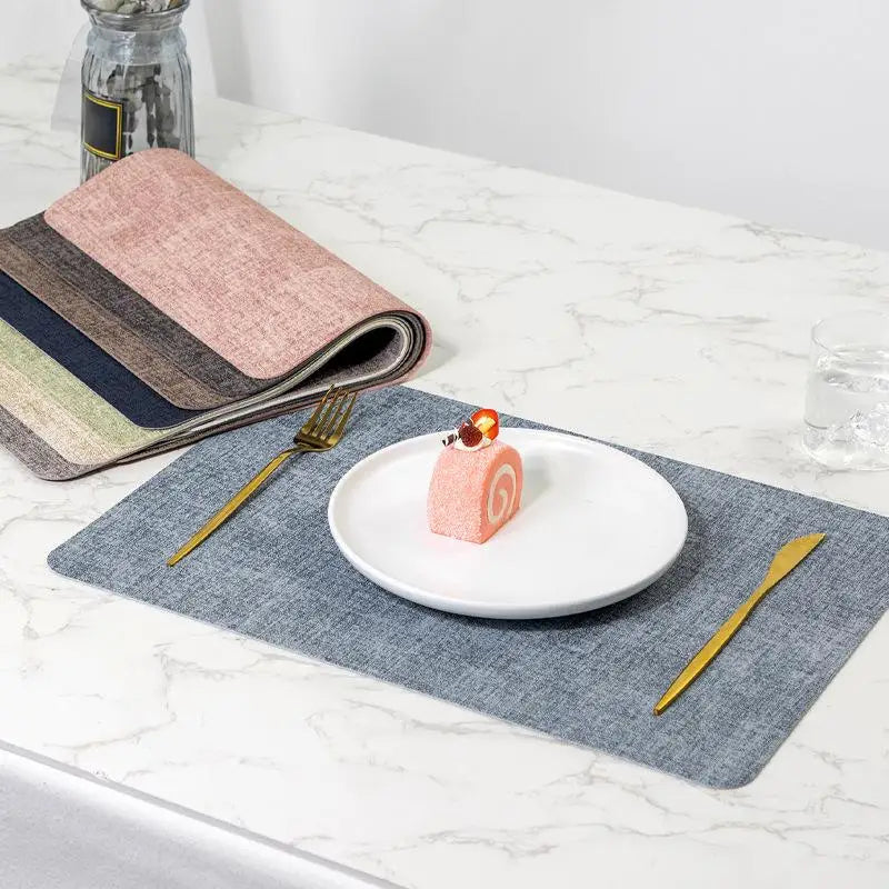 PU Leather Nordic Placemat – Waterproof, Oil-Proof, Heat Resistant Table Placemat Qst