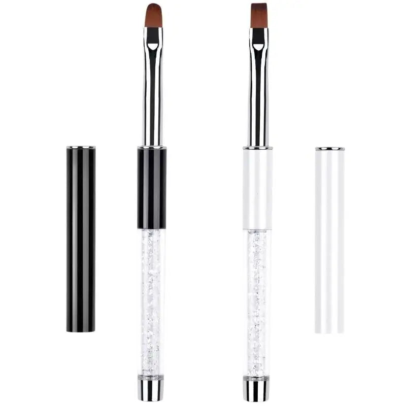Glitter Handle Nail Art Brush – Flat & Round Soft Bristles Nail Art Brush Qme