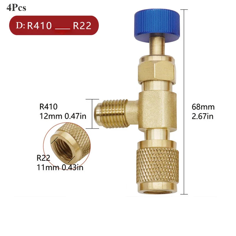 R12 R410 Refrigerant Charging Valve Safety Adapter 2-Pack Refrigerant Charging Valve Qme Type D-4Pcs