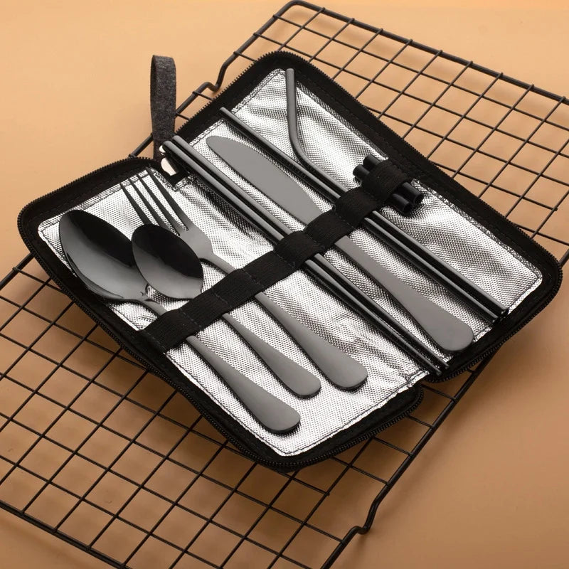 10-Piece Stainless Steel Travel Cutlery Set | Camping Utensils Travel Cutlery Set Qme