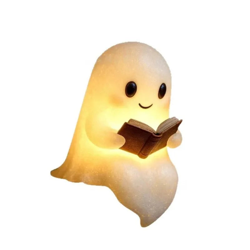 Ghost Reading Book Night Light | Halloween Bedroom Decor Novelty Night Light Qme