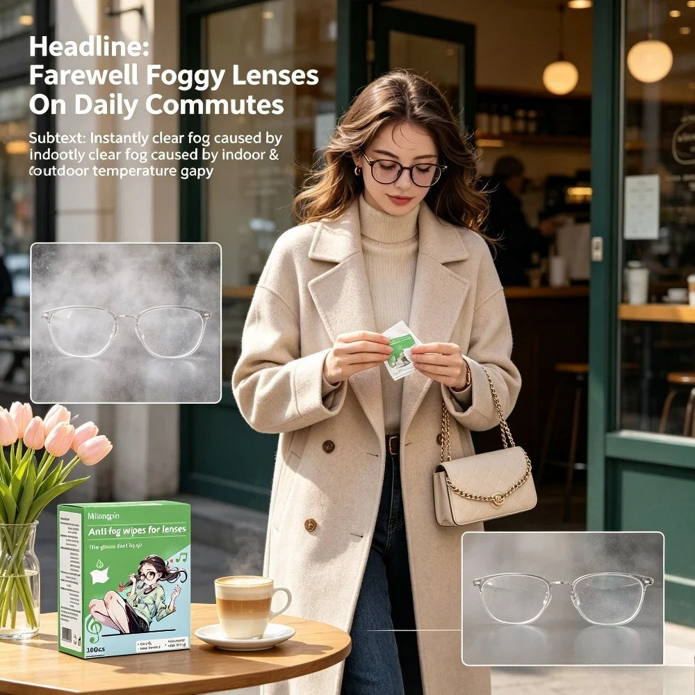 Anti-Fog Wipes for Glasses & Helmet Visors | Streak-Free Anti-Fog Lens Wipes Qme