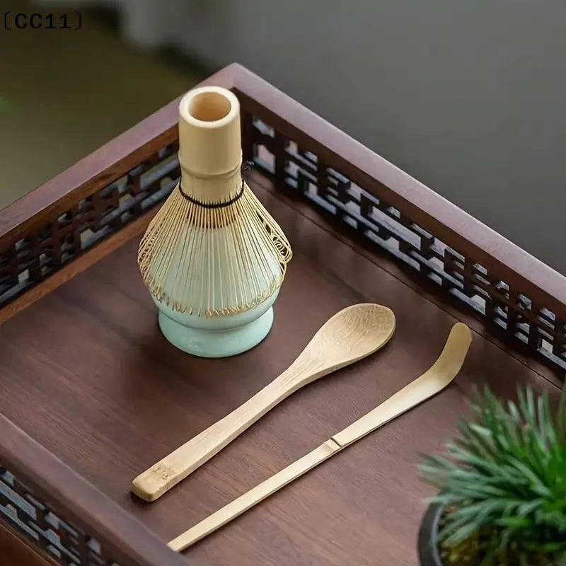 Japanese Matcha Tea Set – Bamboo Whisk, Teaspoon & Spoon Matcha Tea Set Qme