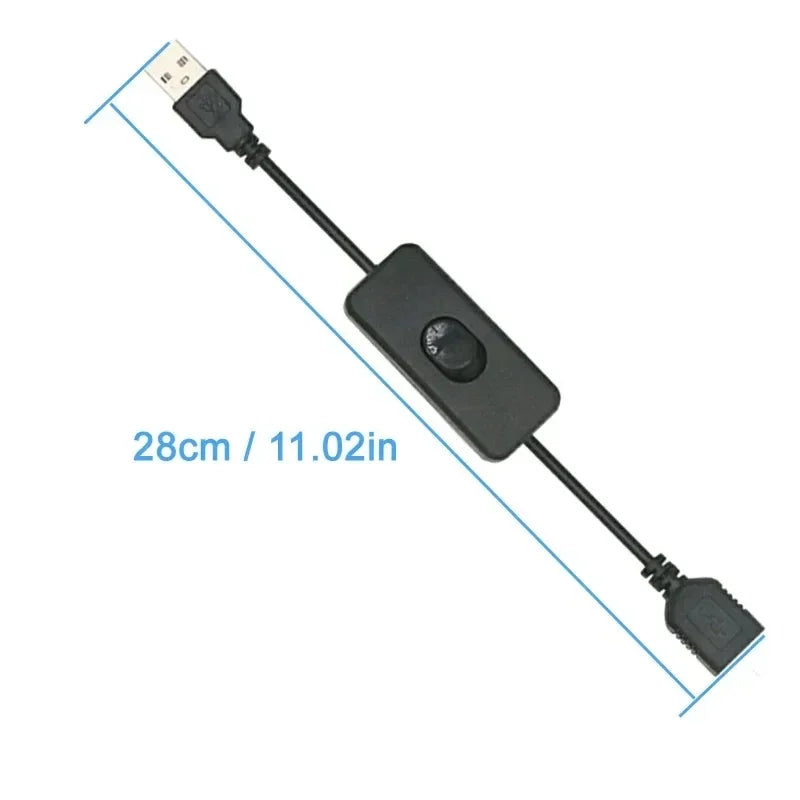 USB Extension Cable with On/Off Toggle Switch | 28cm USB 2.0 USB Switch Cable Qme