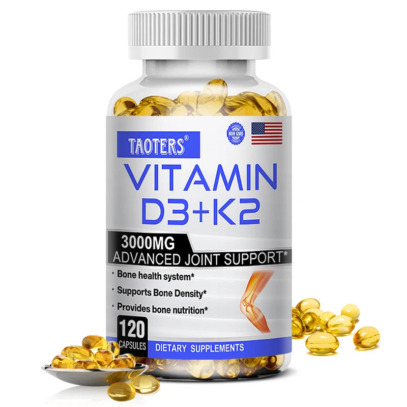 TAOTERS Vitamin D3+K2 Softgels – Bone & Immune Support Vitamin Supplement Qst 120 count-1 bottle