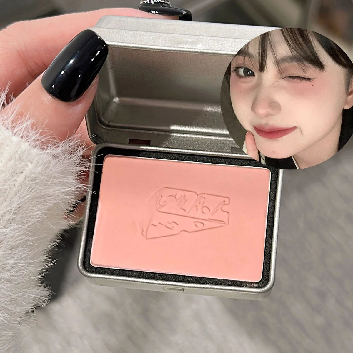 BLACKNANA Cream Blush Square Iron Box – Gray Pink Shade Cream Blush Qme