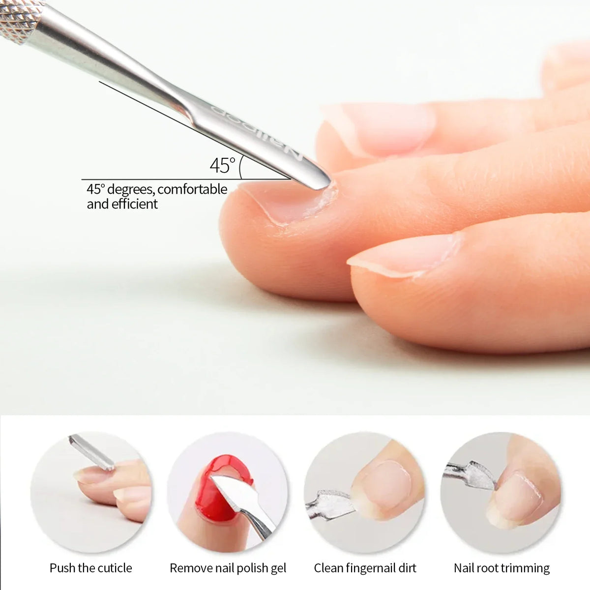 Nailpop Stainless Steel Cuticle Trimmer & Pusher Set Cuticle Trimmer Set Qme