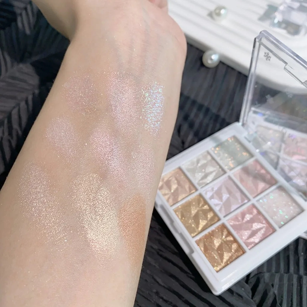 9-Color Shimmer Eyeshadow Palette with Fine Sequins | Qme Eyeshadow Palette Qme