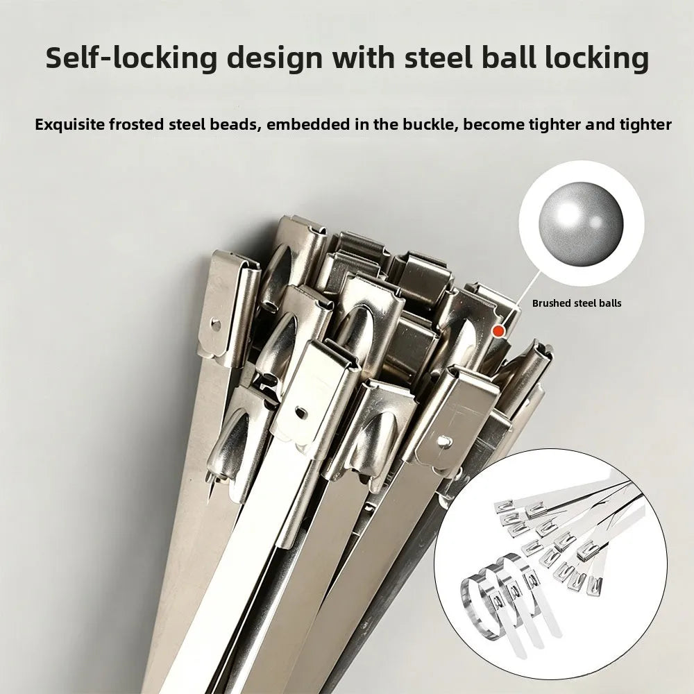 Stainless Steel Cable Ties 20 Pack – Self-Locking Zip Straps Metal Cable Ties Qme