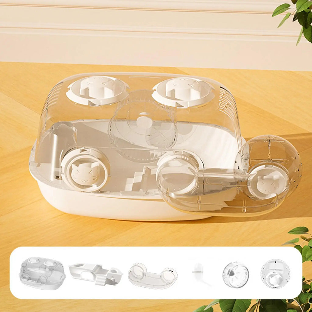 Double-Layer Hamster Cage Habitat with Tunnel | Small Pet Enclosure Small Pet Habitat Qme