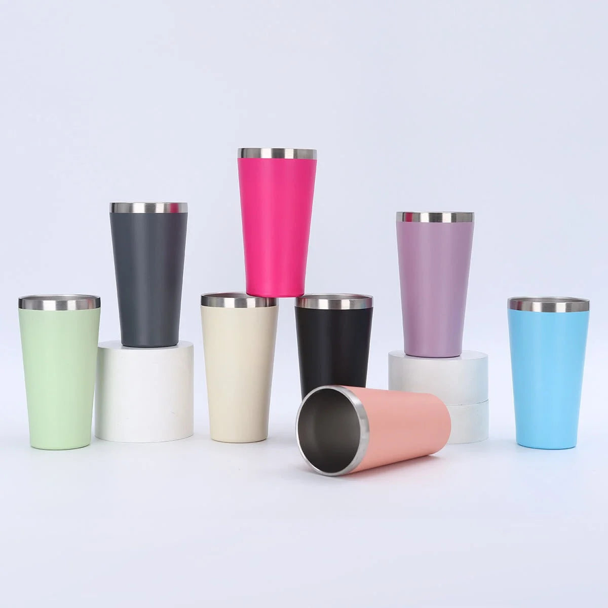 16 oz Double Wall Insulated Tumbler – 3 Lids, Hot & Cold Insulated Tumbler Qst