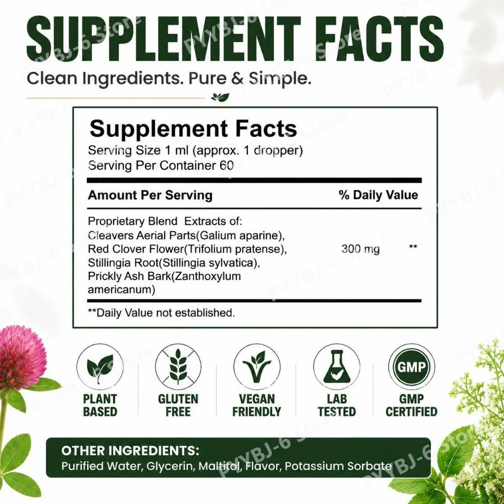 Docteat Herbal Extract Drops – Cleavers, Red Clover & Stillingia 60ml Herbal Extract Drops Qst