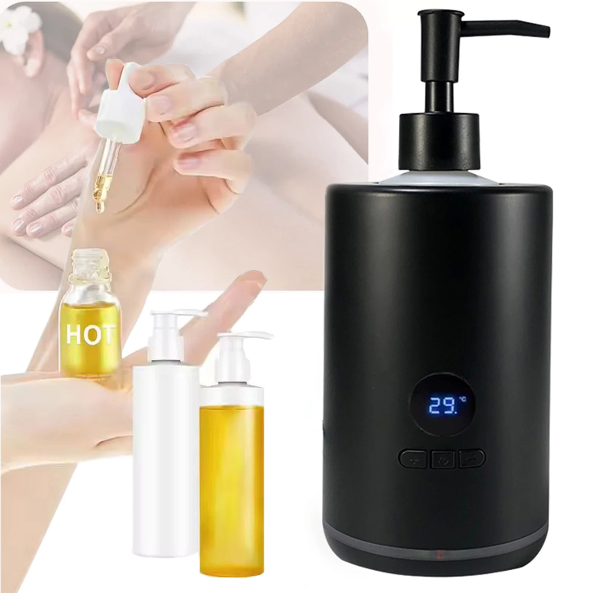 Massage Oil Bottle Warmer – LED Lotion Heater for Salon & Spa Massage Oil Warmer Qst
