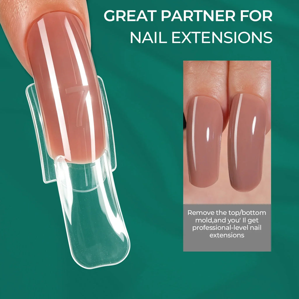 Nailpop Curved Square Nail Dual Forms 15 Sizes 240pcs Clear Nail Dual Forms Qme