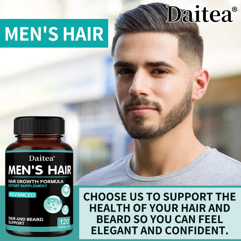 Men's Hair & Beard Capsules – Saw Palmetto & Biotin | DAITEA Hair & Beard Supplement Qst