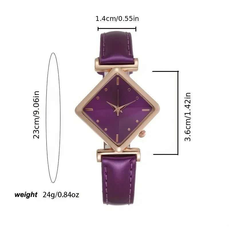 Women's Elegant Rhombus Quartz Watch – Retro Analog PU Strap Women's Quartz Watch Qme