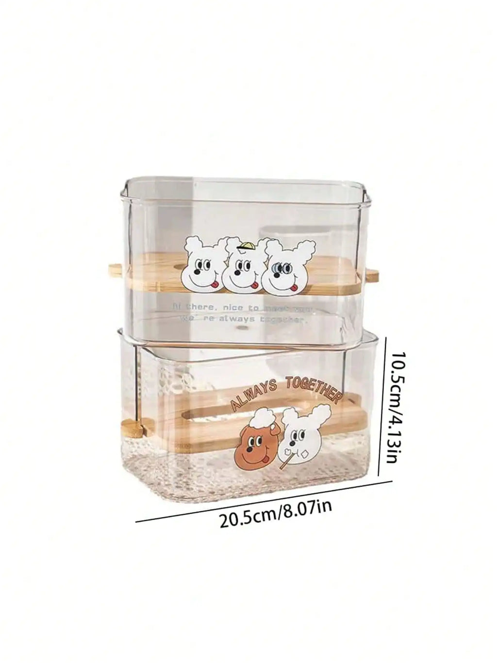 Adjustable Transparent Bamboo Toilet Paper & Tissue Storage Box Tissue Box Holder Qme