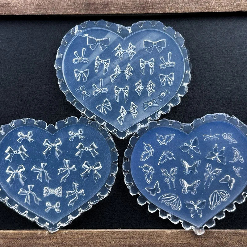 3D Silicone Nail Art Mold – Heart Butterfly Bow Flower Silicone Nail Mold Qst