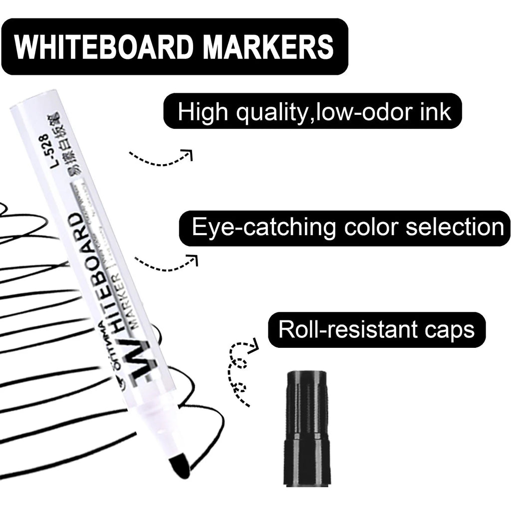 Erasable Whiteboard Marker Pens – 24 Colors, Office & Class Whiteboard Marker Pens Qme