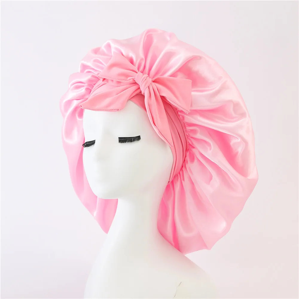 Women's Satin Sleep Cap Night Hair Bonnet – 5 Colors Satin Sleep Bonnet Qme Pink
