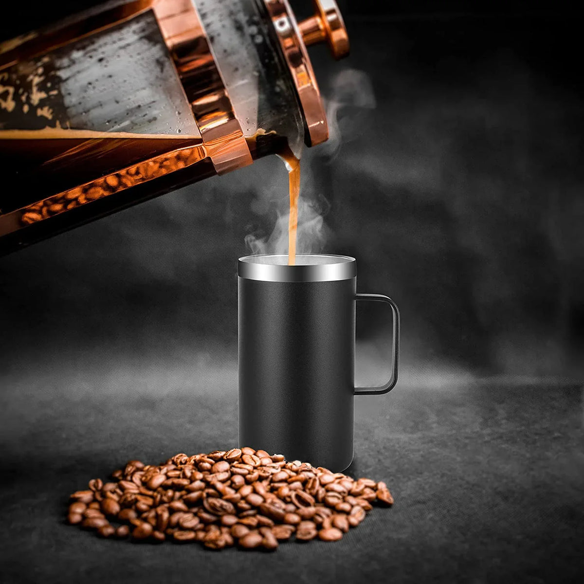 Stainless Steel Insulated Travel Mug – Leak-Proof Thermos Black Insulated Travel Mug Qme