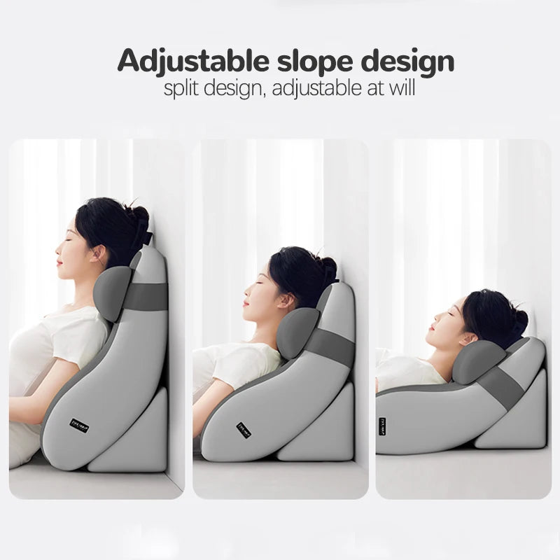 XL Ergonomic Reading Pillow – Memory Foam Wedge & Side Pockets Reading Bed Pillow Qst
