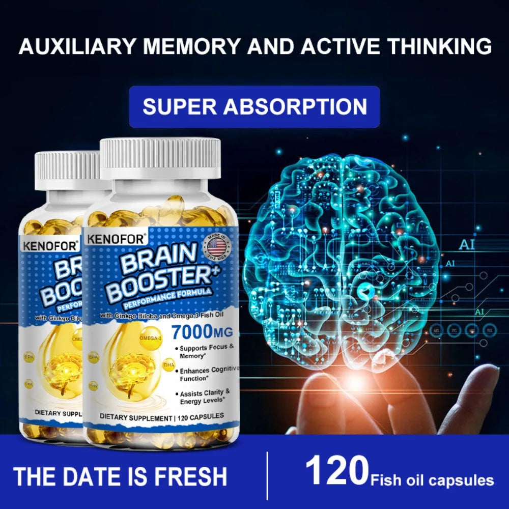 Ginkgo Biloba & Fish Oil Supplement – 120 Capsules Dietary Supplement Qst