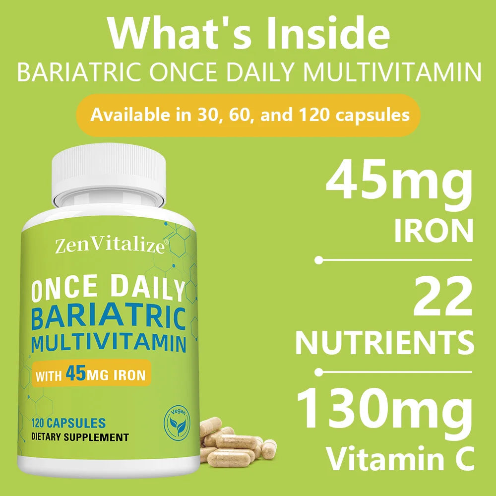 Once Daily Multivitamin Capsules with Iron – 120 Count Daily Multivitamin Supplement Qst