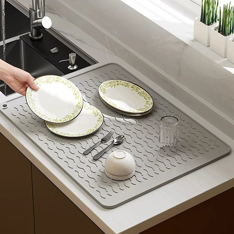 Silicone Drying Mat – Heat Resistant Non-Slip Dish Draining Pad Silicone Drying Mat Qst