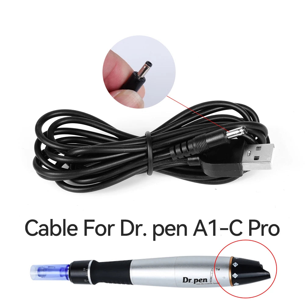 Genuine Dr. Pen AC/DC Adapter & USB Cable – All Plug Types Microneedling Pen Charger Qst Cable For A1-C Pro