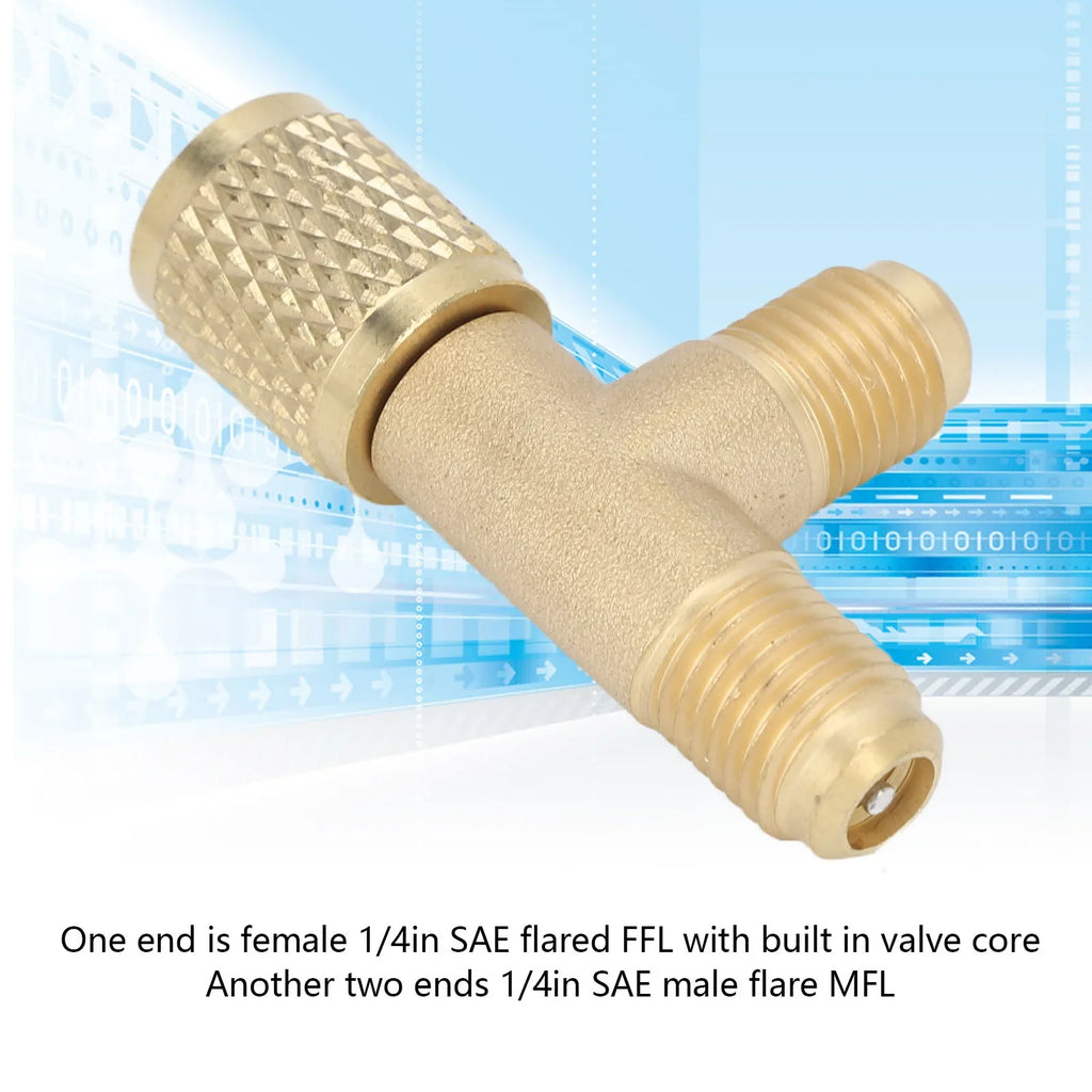 SAE Brass Tee Adapter Valve Core Quick Coupler Heavy Duty HVAC Tee Adapter Qme