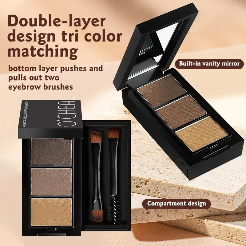 Qme Three-Shade Waterproof Eyebrow Powder – Long-Lasting Eyebrow Powder Qme