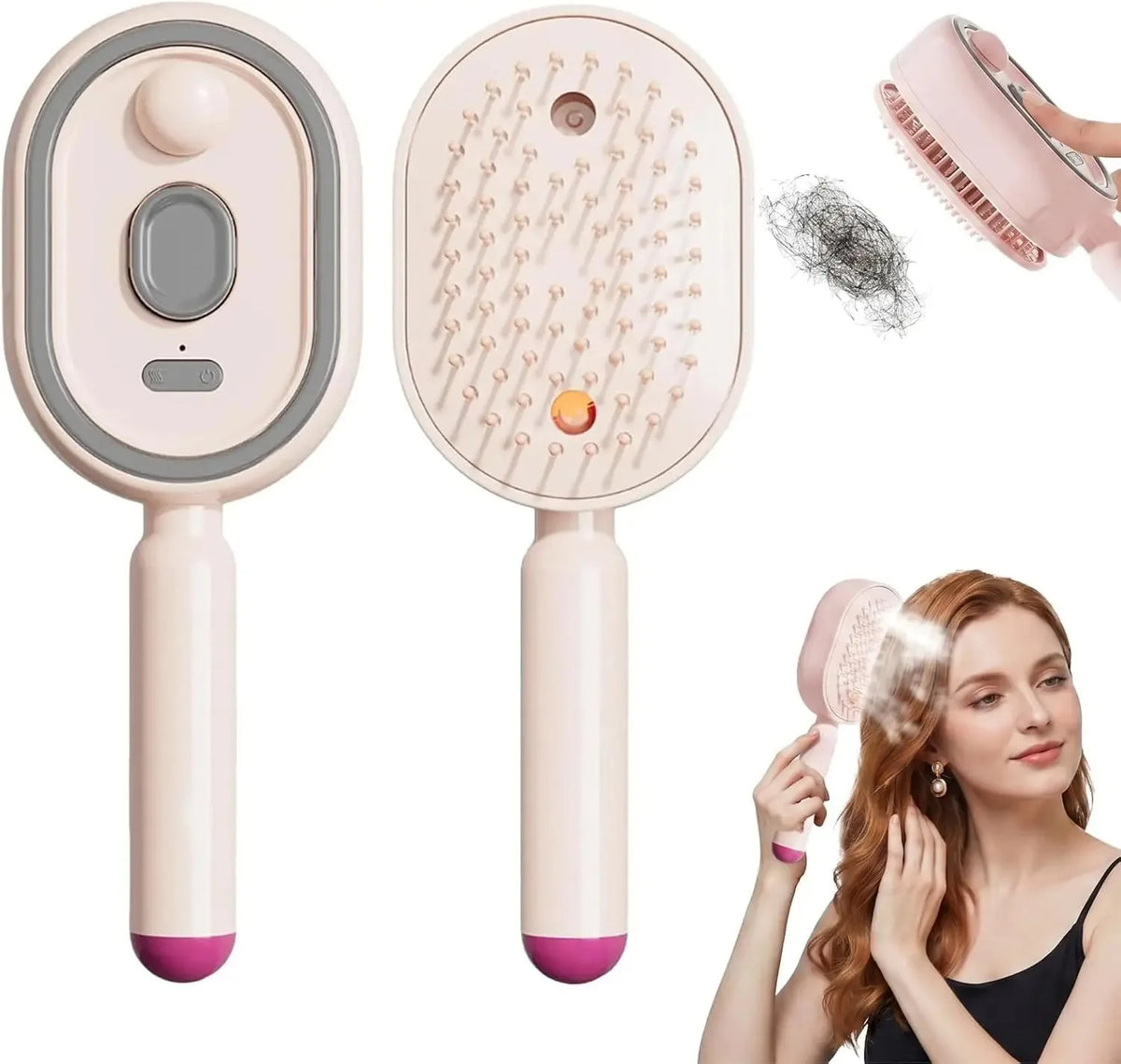 Vilnason Electric Steam Hair Straightener Brush | USB-C Steam Hair Brush Qst Pink-NO Box