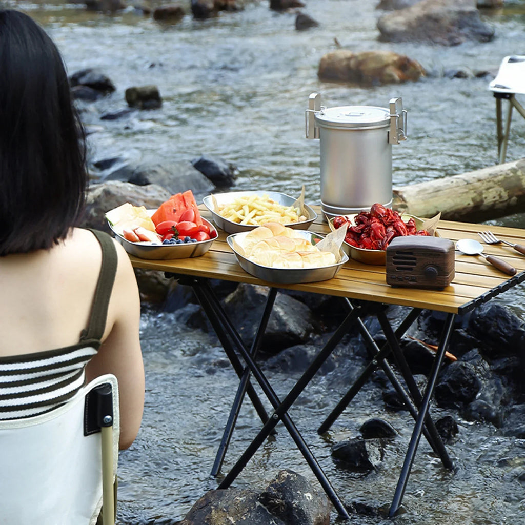 Stainless Steel Serving Plates 10" | Camping Dinner Dishes Stainless Steel Plate Qme