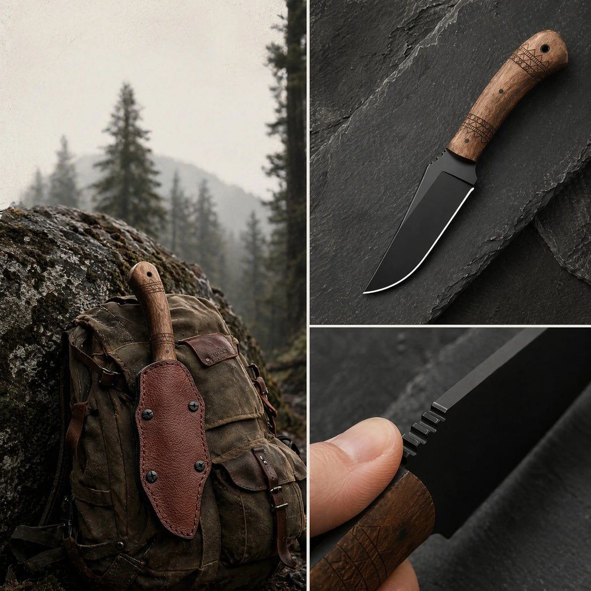 Outdoor Camping Knife – High-Hardness Steel & Wood Handle Outdoor Camping Knife Qst
