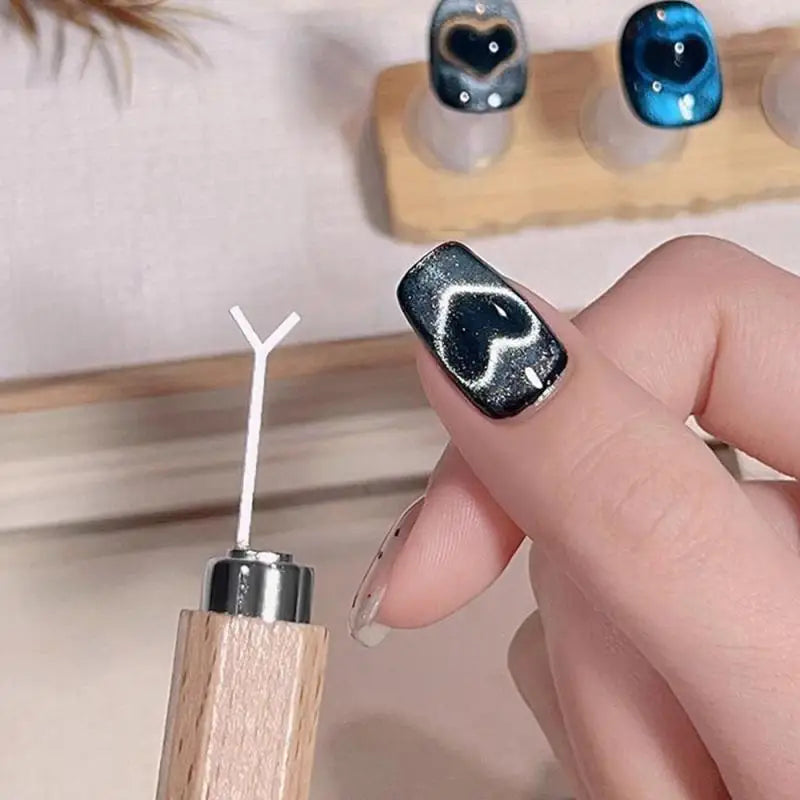 Y-Shape Nail Magnet Tool – Cat Eye Heart & Ingot Patterns Nail Art Magnet Tool Qme