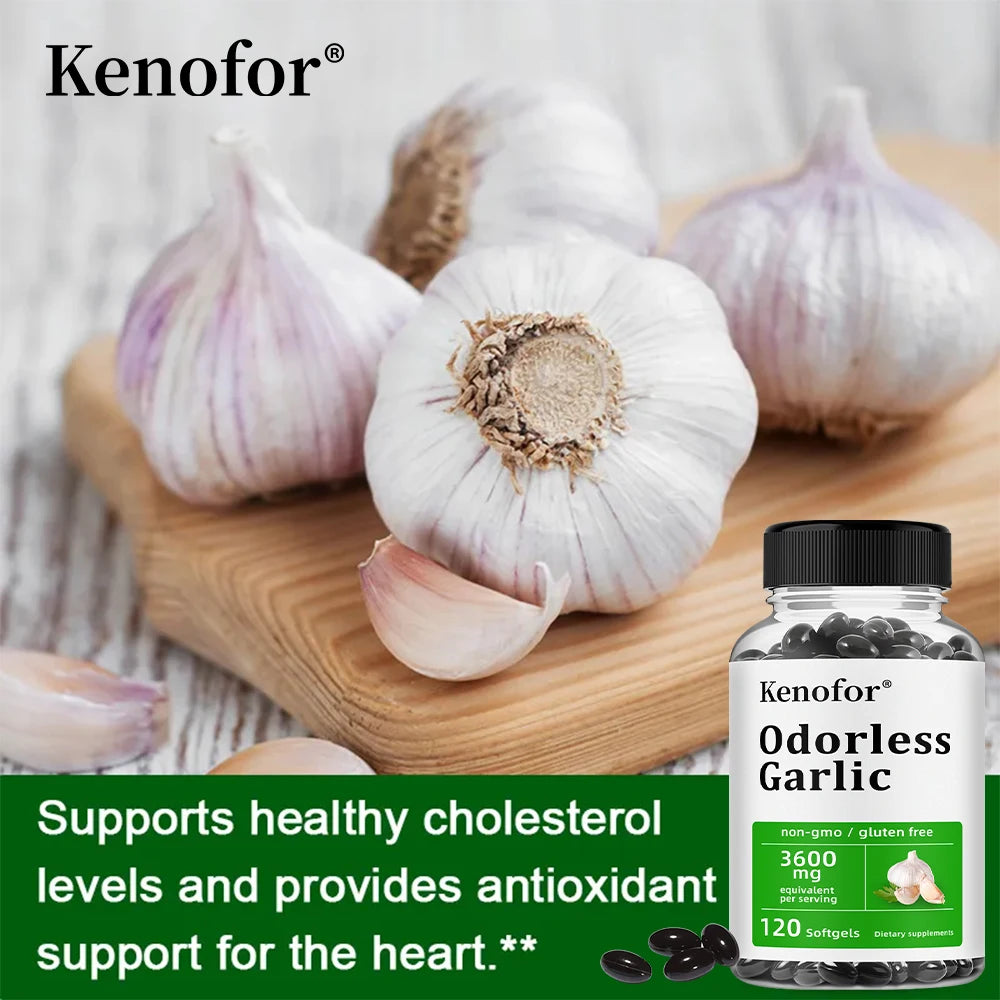 Odorless Garlic Capsules 3600mg – Antioxidant & Immune Support Herbal Supplement Qst