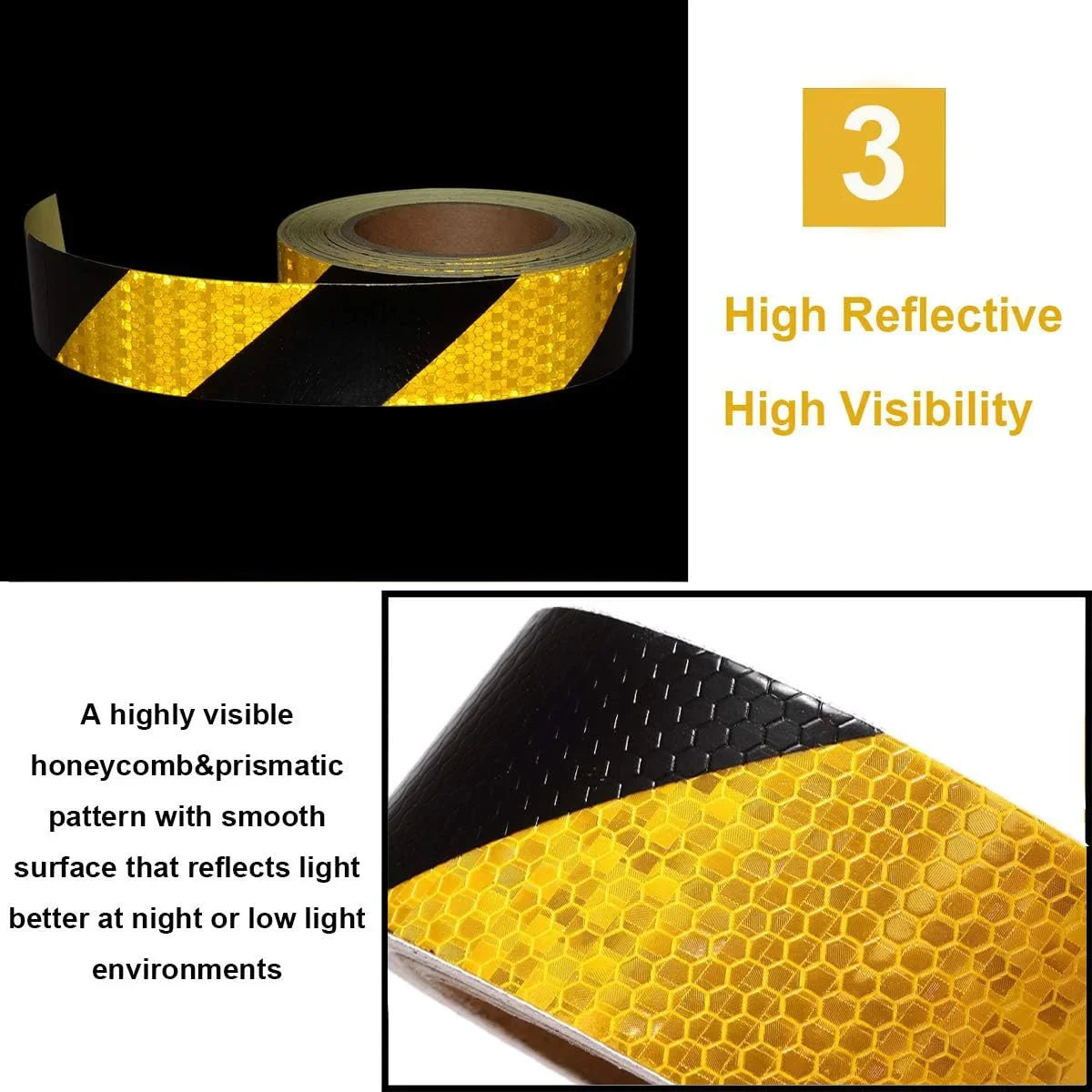 Yellow Reflective Adhesive Tape – Waterproof PVC Hazard Strips Reflective Safety Tape Qme