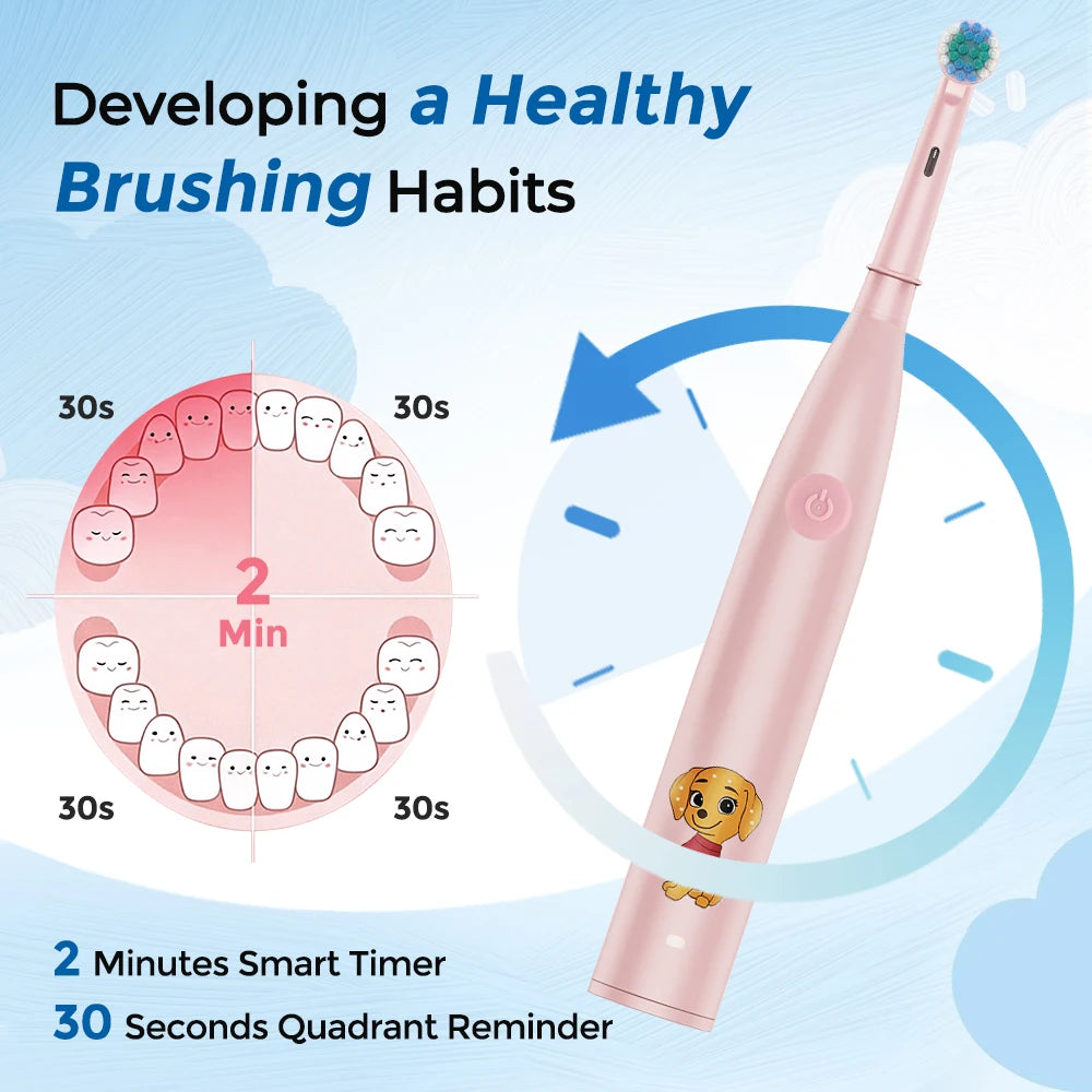Ms.Dear Kids Electric Toothbrush 5 Modes Timer & 4 Heads Kids Electric Toothbrush Qst