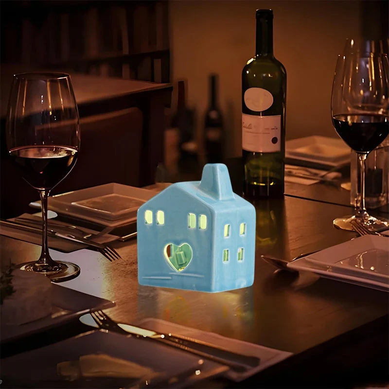 Light-Up White Ceramic Village House Winter Decor Light-Up Ceramic Decor Qme
