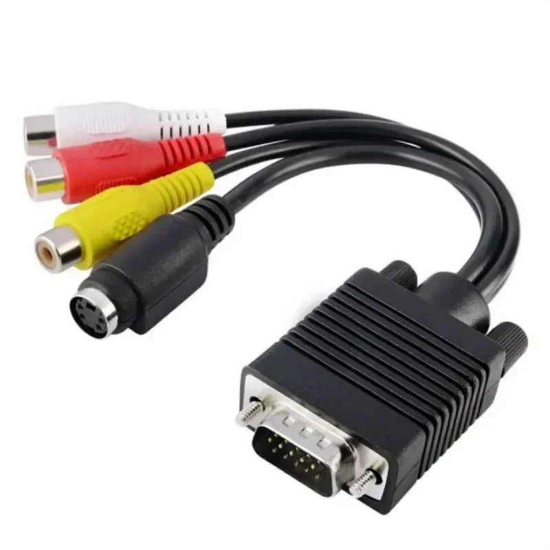 VGA to S-Video & 3 RCA AV Adapter Converter for PC & Laptop Video AV Adapter Qme