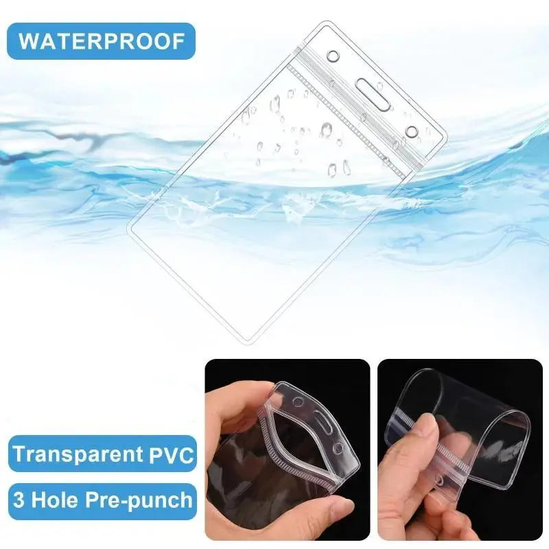 Clear Waterproof ID Badge Holders with Lanyard – Resealable ID Badge Holder Qme