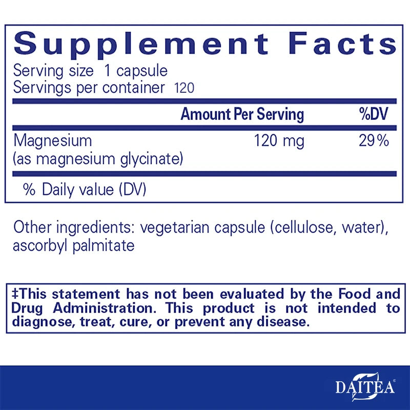 Magnesium Glycinate Capsules – Chelated, High Absorption, Vegan Mineral Supplement Qst