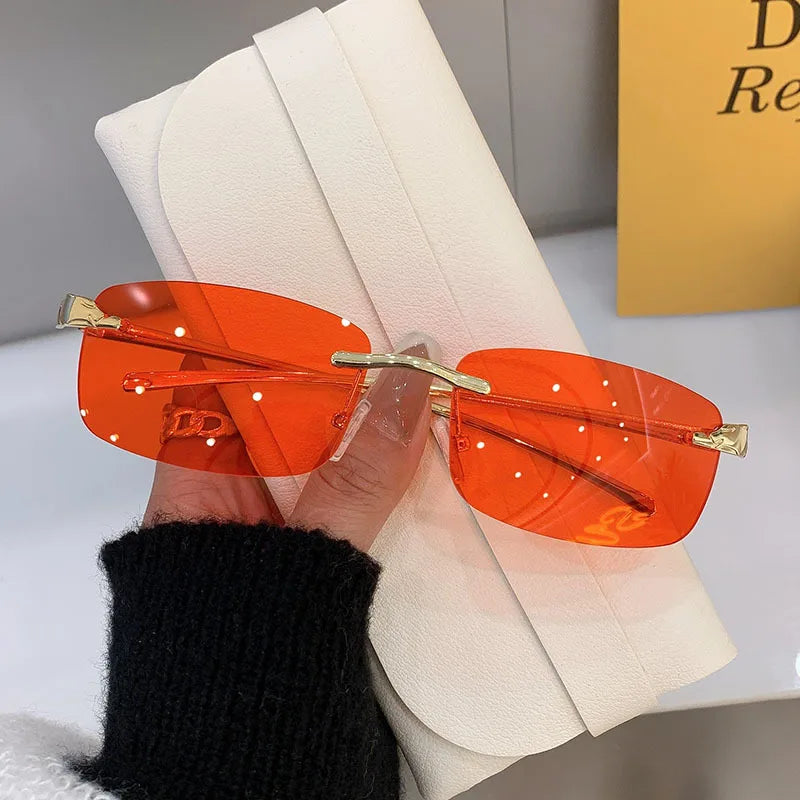 Vintage Rimless Rectangle Sunglasses UV400 – 6 Colors Rimless Sunglasses Qme JRD