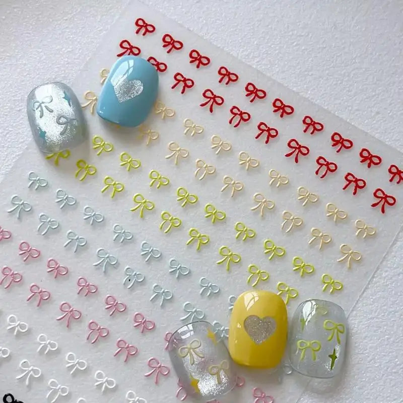Cute Bow Nail Art Stickers – Mixed Color Bowknot Decals Sheet Nail Art Stickers Qst